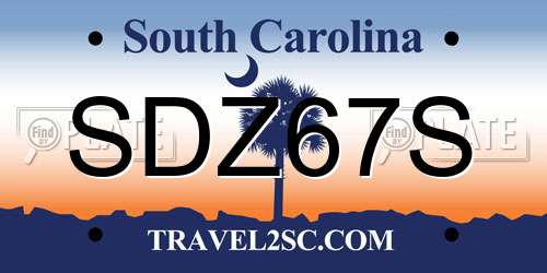 SDZ67S South Carolina License Plate