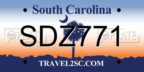 SDZ771 South Carolina License Plate