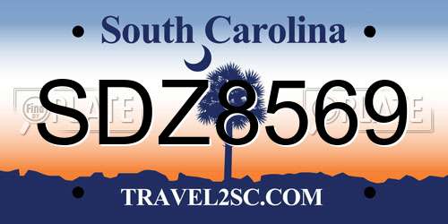 SDZ8569 South Carolina License Plate