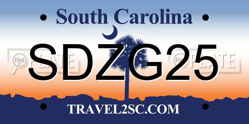 SDZG25 South Carolina License Plate