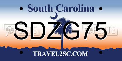SDZG75 South Carolina License Plate