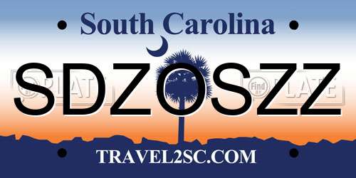 SDZOSZZ South Carolina License Plate