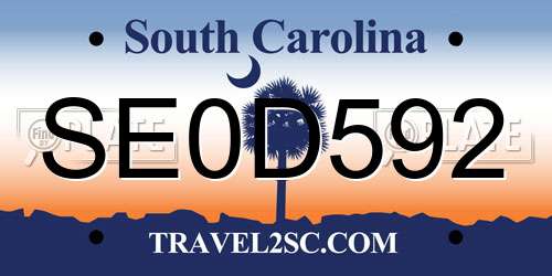 SE0D592 South Carolina License Plate