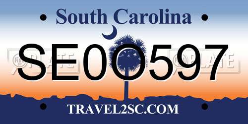 SE0O597 South Carolina License Plate