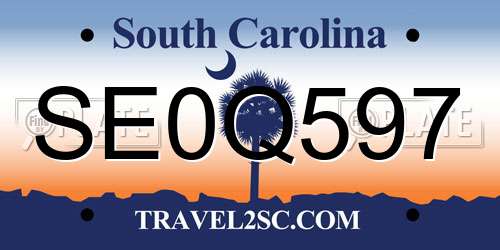 SE0Q597 South Carolina License Plate