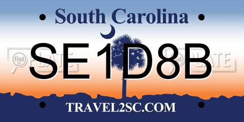 SE1D8B South Carolina License Plate