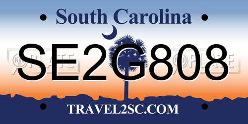 SE2G808 South Carolina License Plate