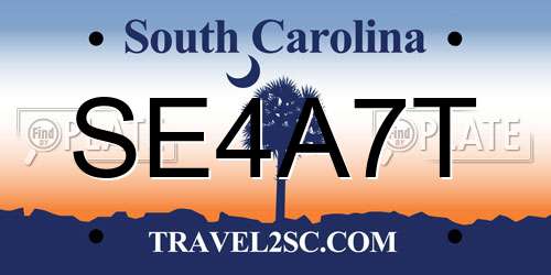 SE4A7T South Carolina License Plate