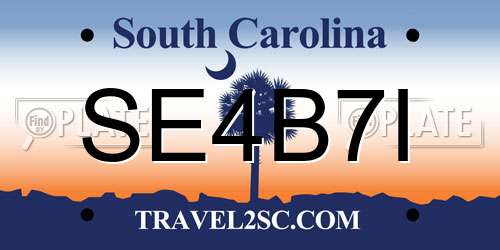 SE4B7I South Carolina License Plate