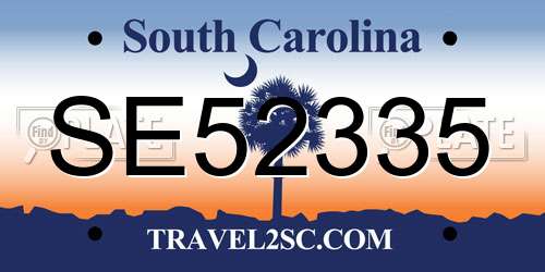 SE52335 South Carolina License Plate