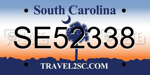 SE52338 South Carolina License Plate