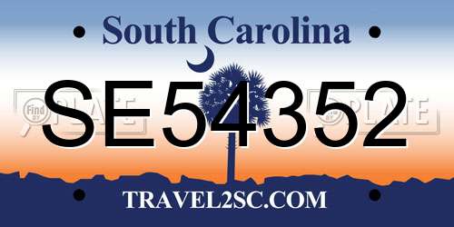 SE54352 South Carolina License Plate