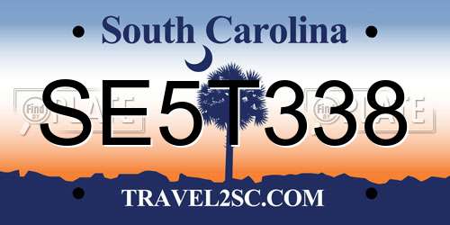 SE5T338 South Carolina License Plate