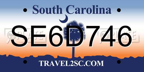 SE6D746 South Carolina License Plate