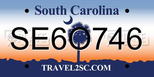 SE6O746 South Carolina License Plate