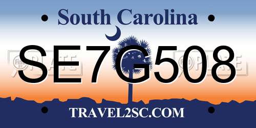 SE7G508 South Carolina License Plate