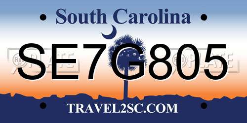 SE7G805 South Carolina License Plate