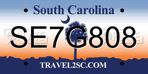 SE7G808 South Carolina License Plate