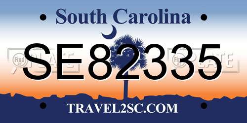 SE82335 South Carolina License Plate