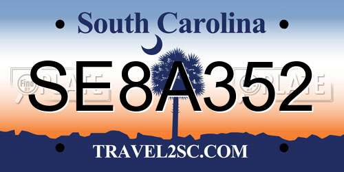 SE8A352 South Carolina License Plate