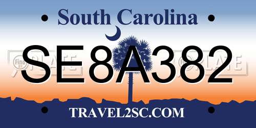 SE8A382 South Carolina License Plate