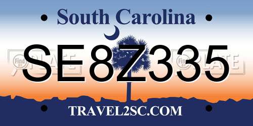 SE8Z335 South Carolina License Plate