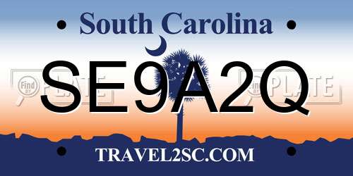 SE9A2Q South Carolina License Plate