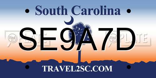 SE9A7D South Carolina License Plate