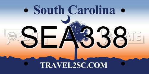 SEA338 South Carolina License Plate