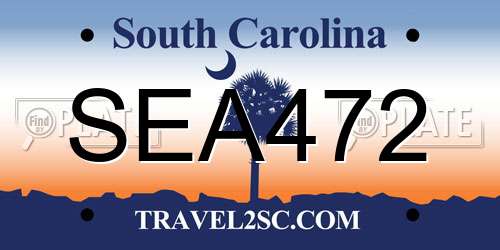 SEA472 South Carolina License Plate