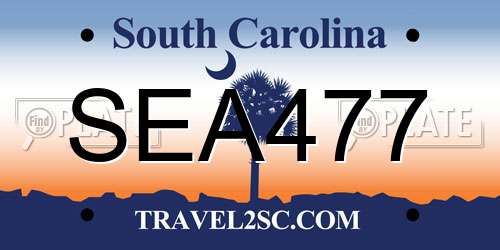 SEA477 South Carolina License Plate