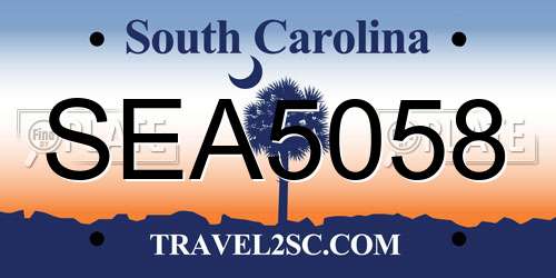 SEA5058 South Carolina License Plate