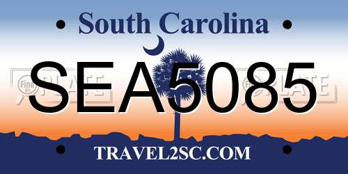 SEA5085 South Carolina License Plate