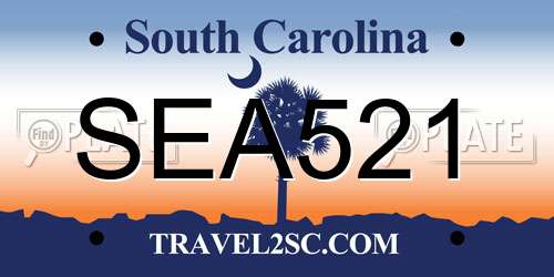 SEA521 South Carolina License Plate