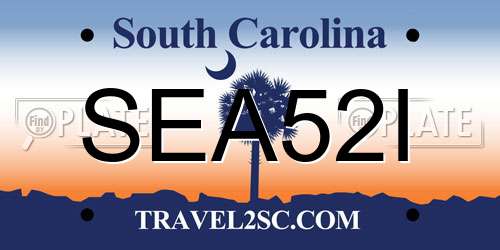 SEA52I South Carolina License Plate