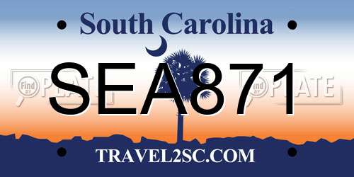 SEA871 South Carolina License Plate