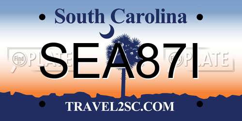 SEA87I South Carolina License Plate