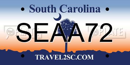 SEAA72 South Carolina License Plate