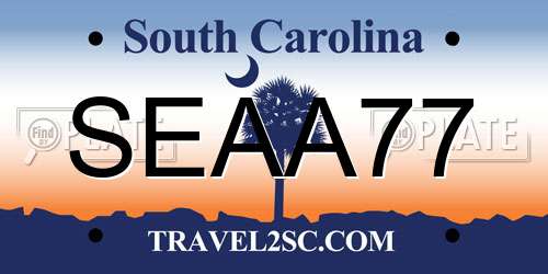 SEAA77 South Carolina License Plate