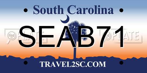 SEAB71 South Carolina License Plate
