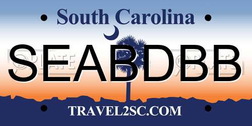 SEABDBB South Carolina License Plate