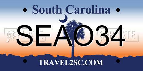 SEAO34 South Carolina License Plate