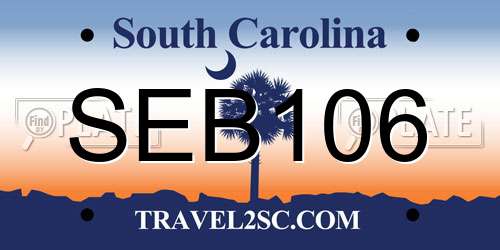 SEB106 South Carolina License Plate