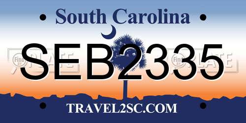 SEB2335 South Carolina License Plate