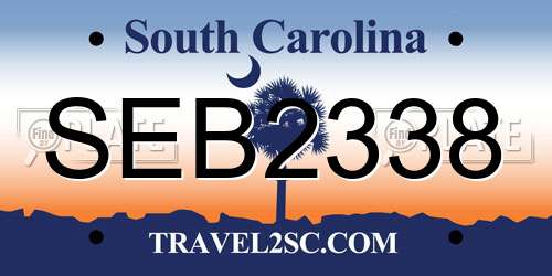 SEB2338 South Carolina License Plate