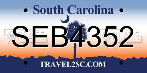 SEB4352 South Carolina License Plate