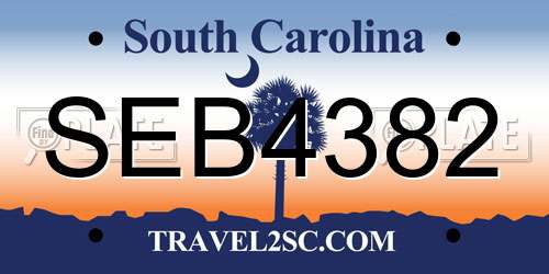 SEB4382 South Carolina License Plate