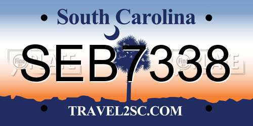 SEB7338 South Carolina License Plate