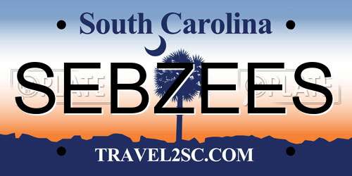 SEBZEES South Carolina License Plate