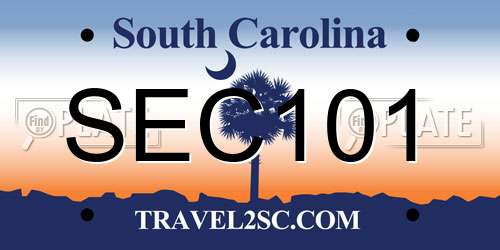SEC101 South Carolina License Plate